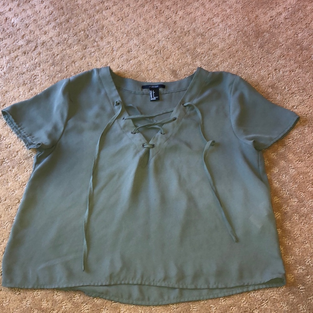 Hunter green tie up top